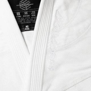 BJJ Gi Tatami Fightwear Estilo Black Label bianco-grigio