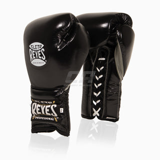 Boxhandschuhe Cleto Reyes Traditional Training CE4 Schwarz-silber mit Schnürsenkeln